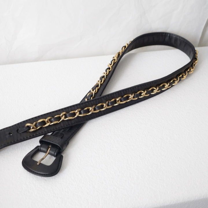 Chanel vintage quilted sheepskin CC belt bag+chain