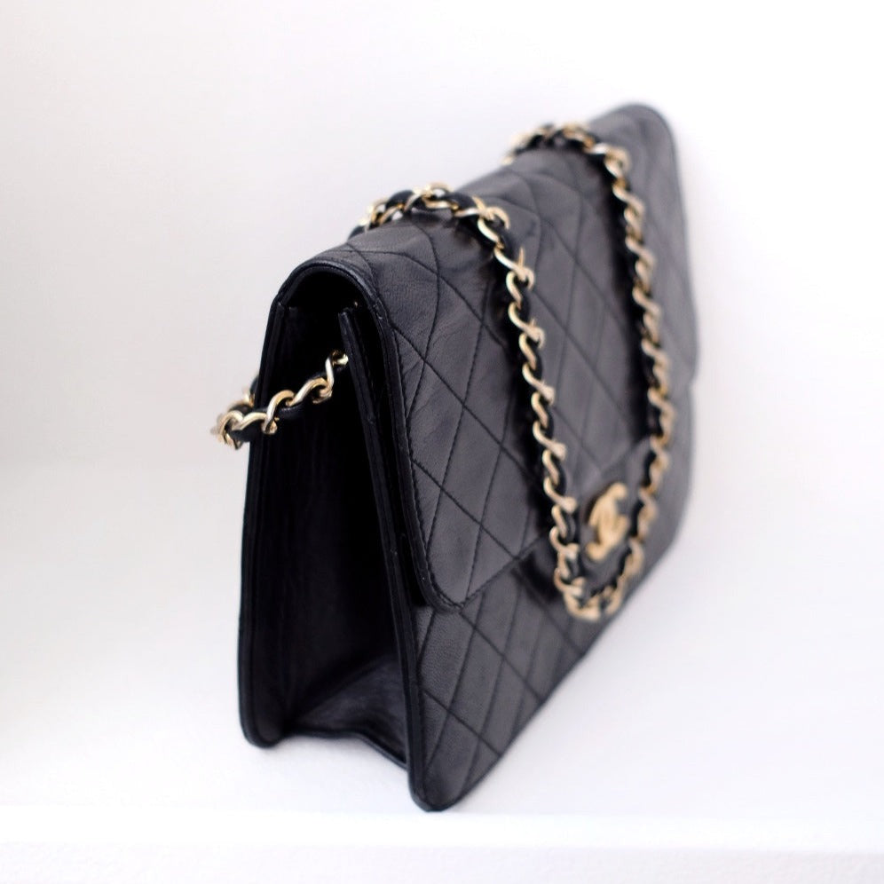 Chanel vintage black classic flap chain bag