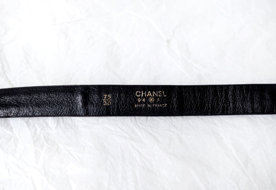Chanel vintage cc logo leather belt black