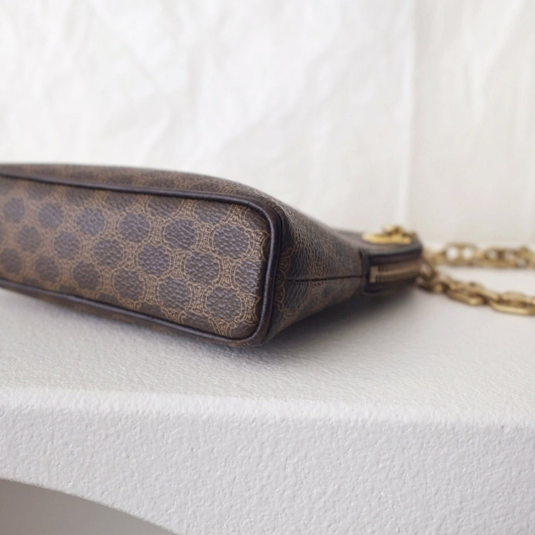 Celine leather clutch+chain