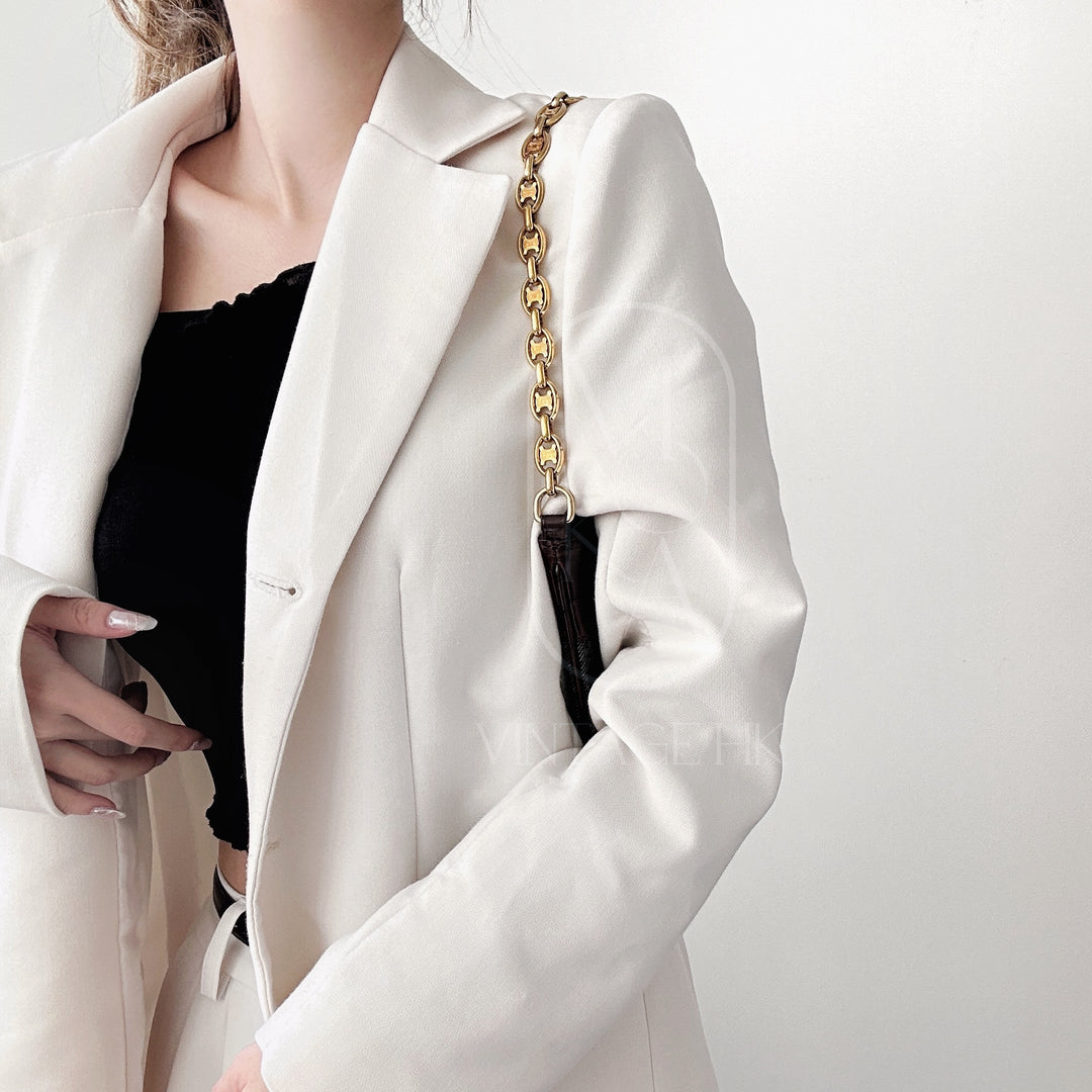 Celine vintage denim and leather chain bag