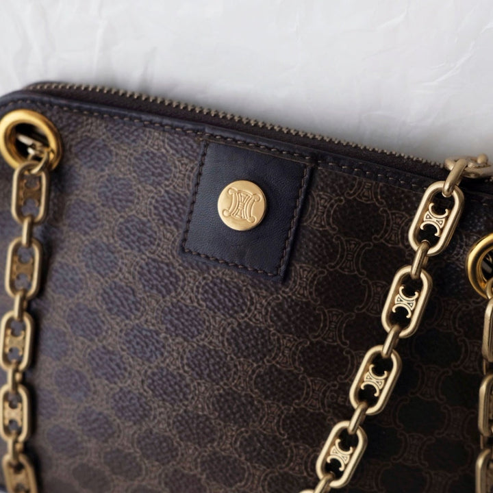 Celine leather clutch+chain