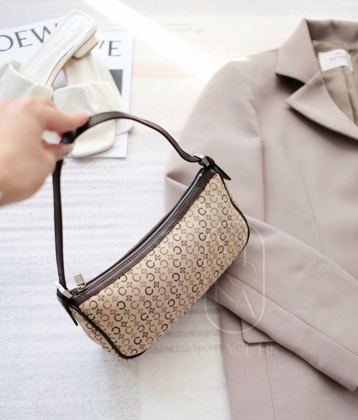 Celine canvas leather shoulder bag
