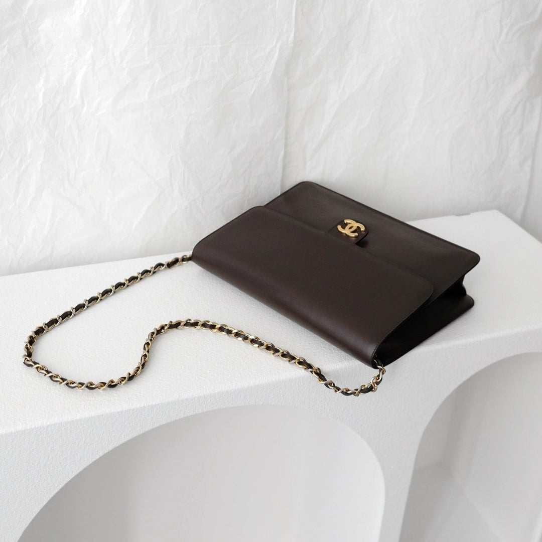 Chanel vintage box leather flap chain bag