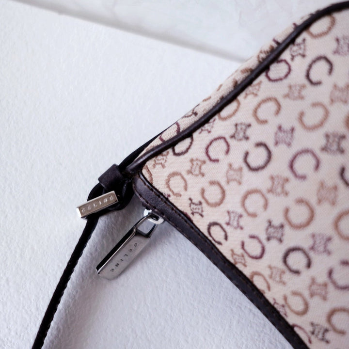 Celine canvas leather shoulder bag