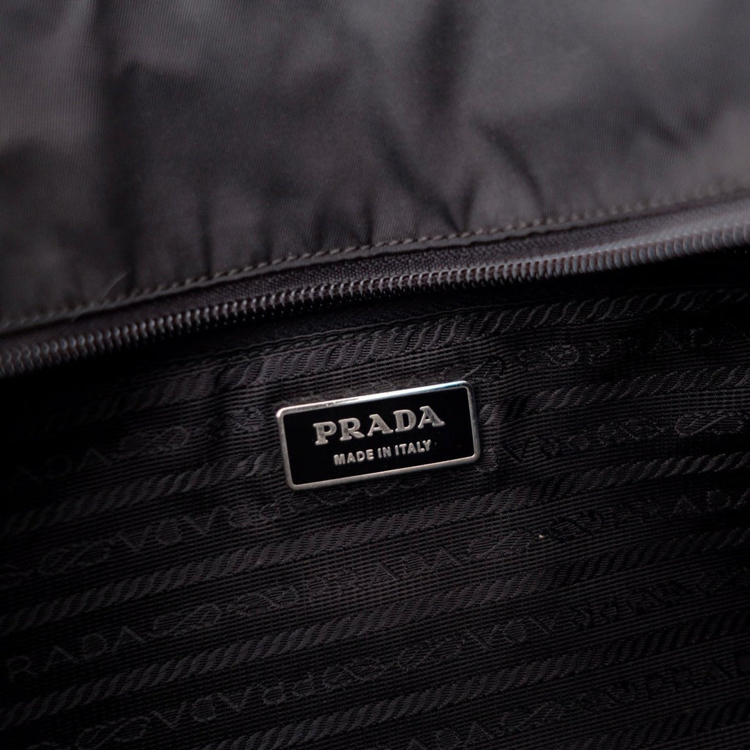 Prada nylon tote bag with keychain