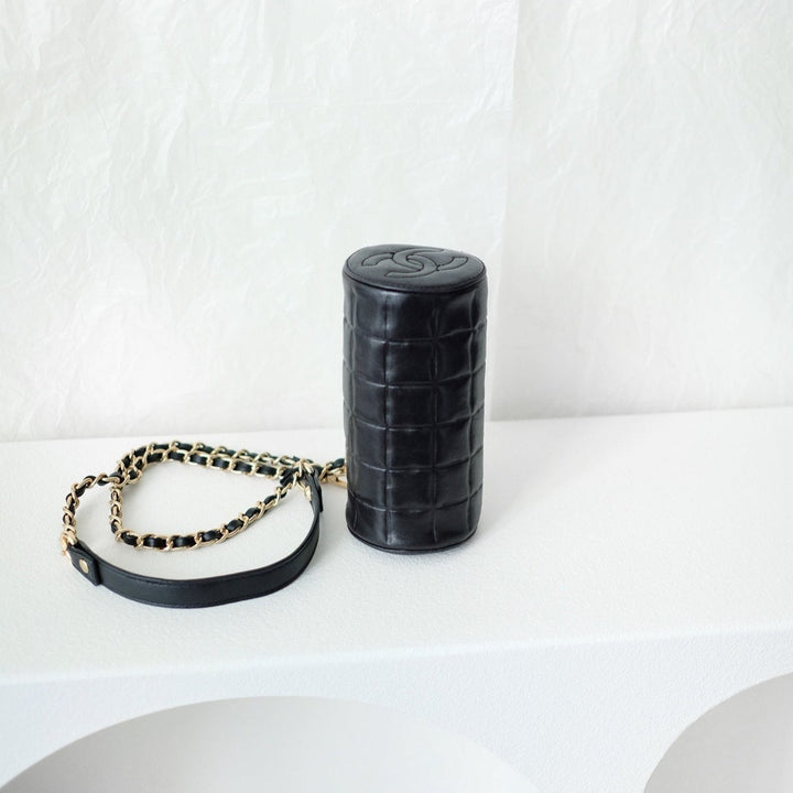 Chanel vintage chocolate bar cc cylinder bag