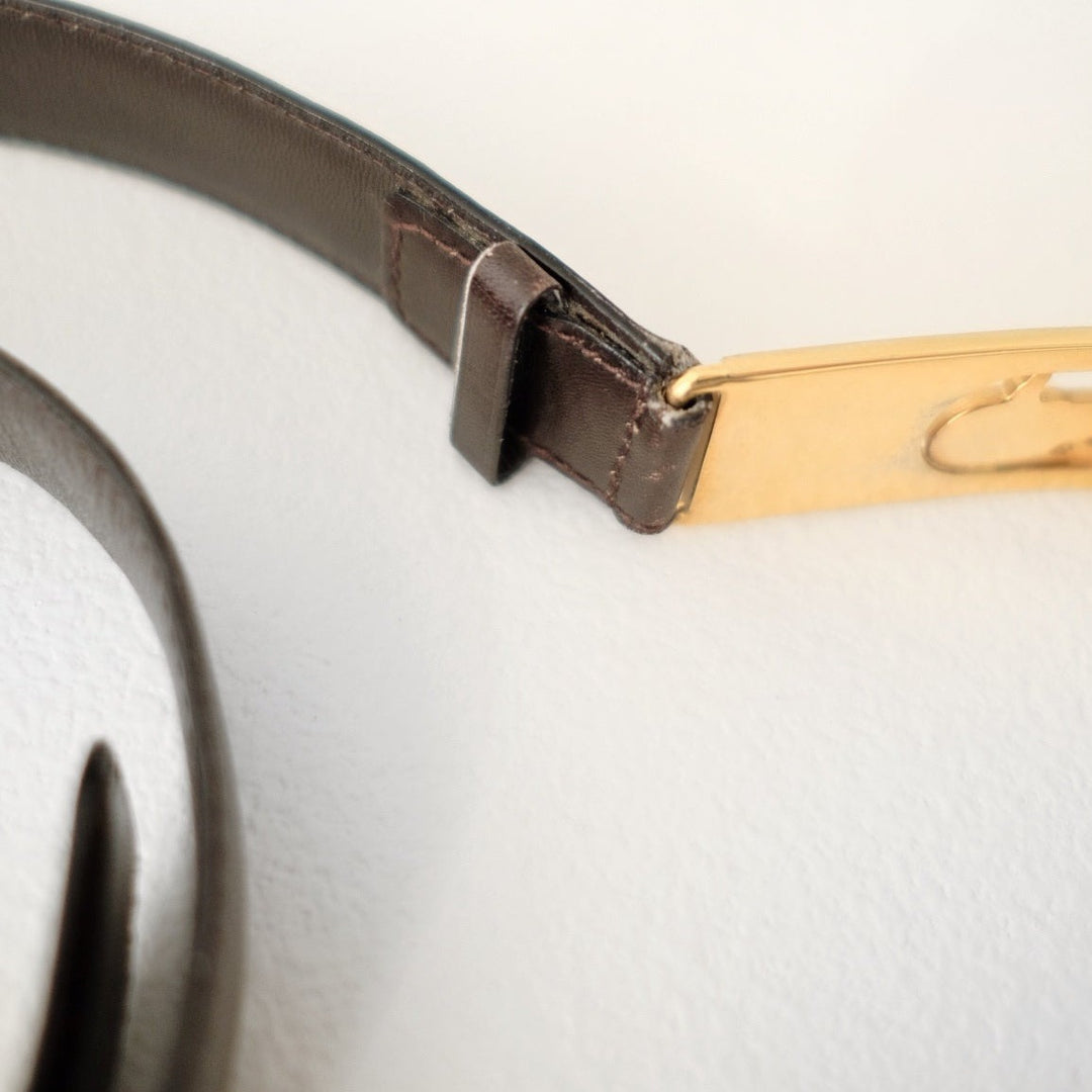 Celine vintage horse carriage leather belt brown