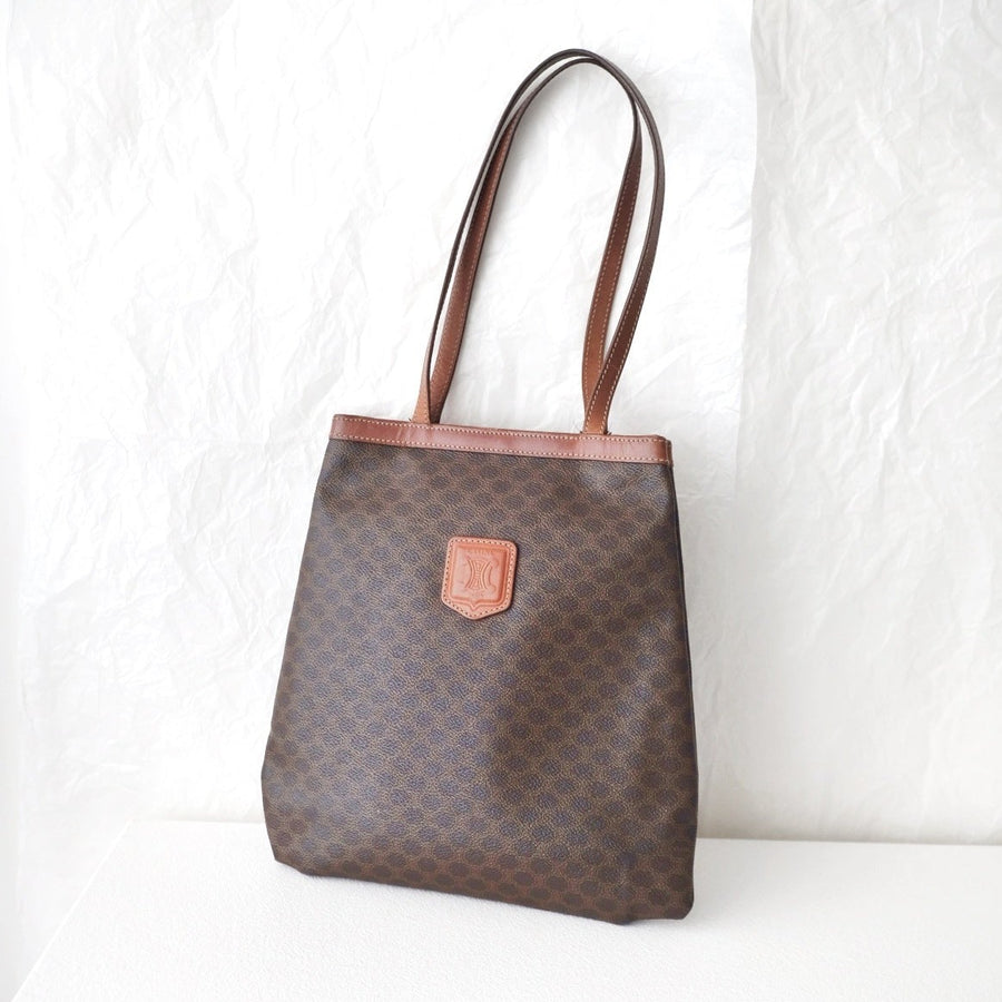 Celine macadam brown pvc leather tote bag