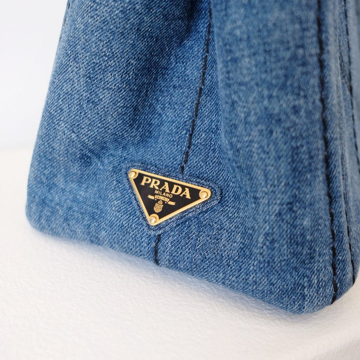 Prada canapa 2way denim shoulder hand bag
