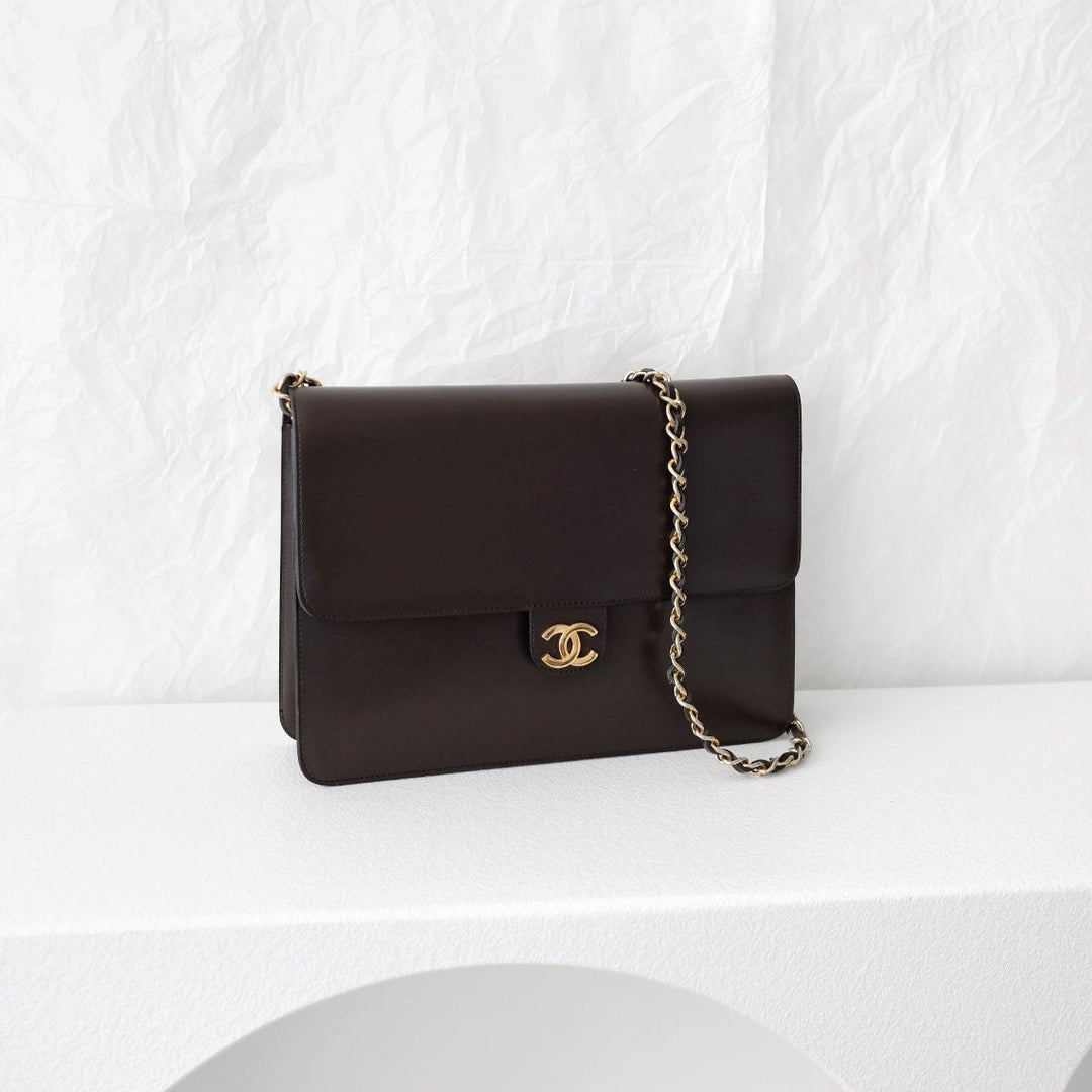 Chanel vintage box leather flap chain bag