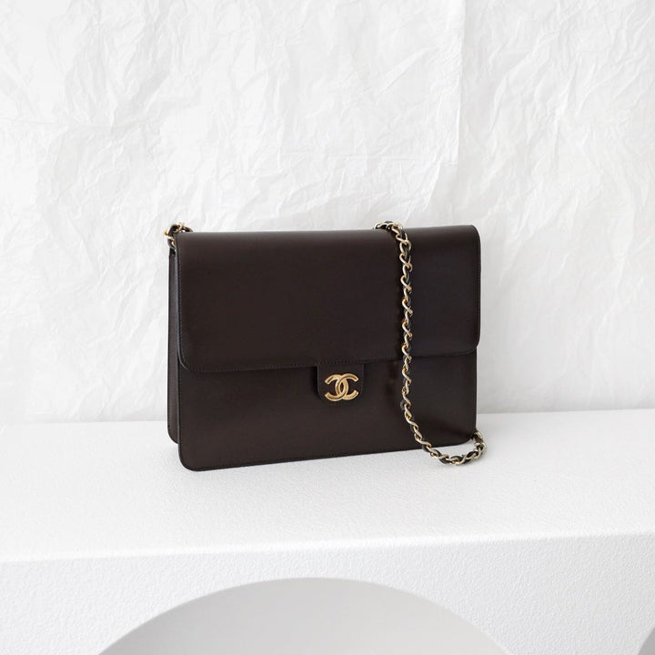 Chanel vintage box leather flap chain bag