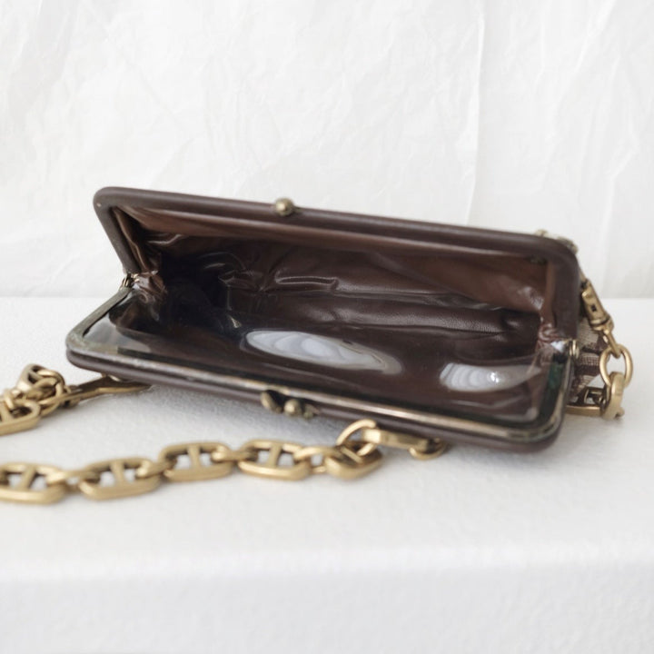 Dior vintage kiss-lock clutch bag+chain