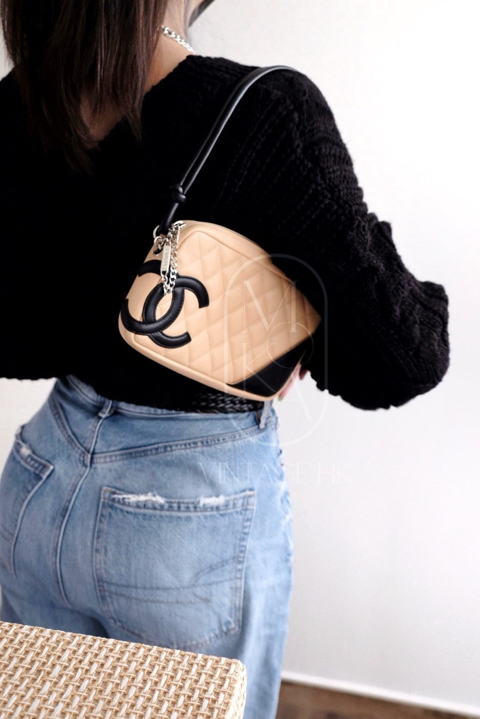 Chanel cambon small rectangle coco beige handbag