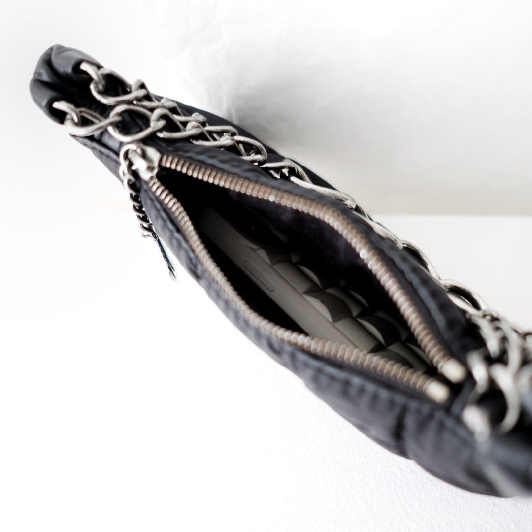 Chanel black chocolate bar nylon pochette