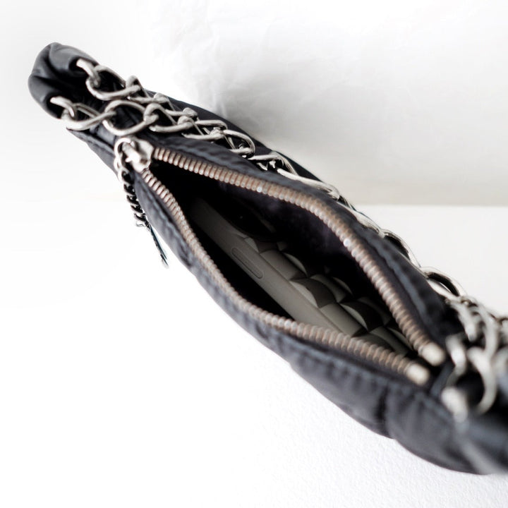 Chanel black chocolate bar nylon pochette