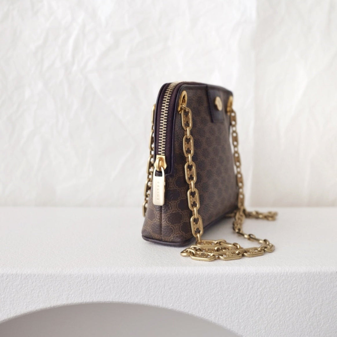 Celine leather clutch+chain
