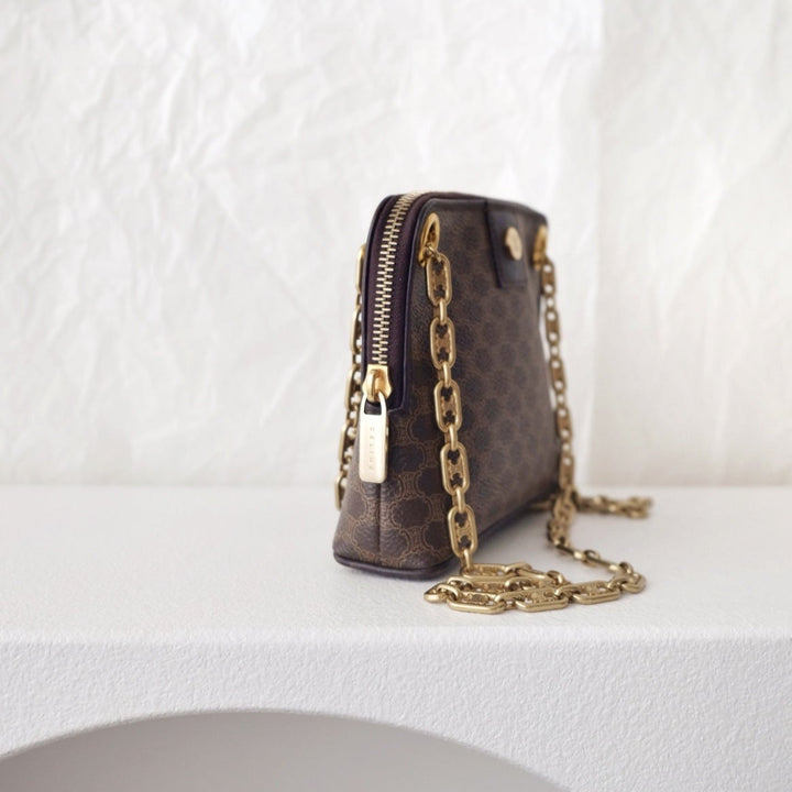 Celine leather clutch+chain