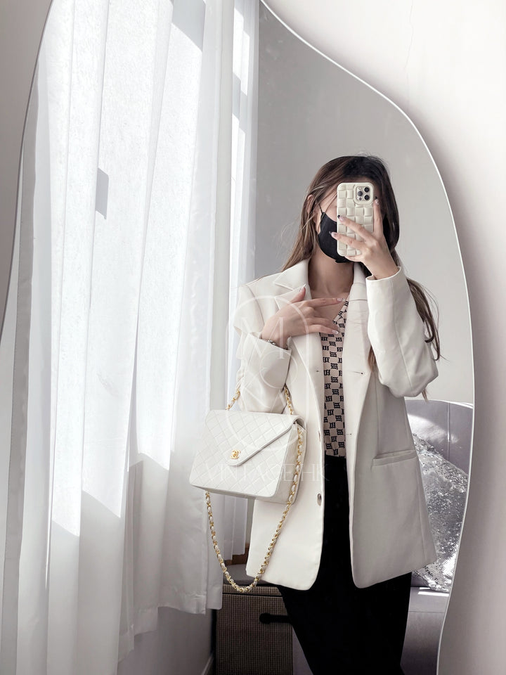 Chanel vintage triangle classic flap chain bag