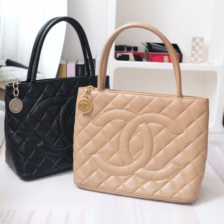 Chanel medallion beige tote bag