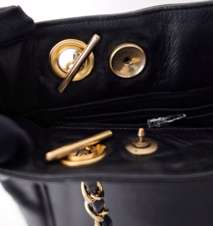 Chanel matelasse quilted black vintage shoulder tote