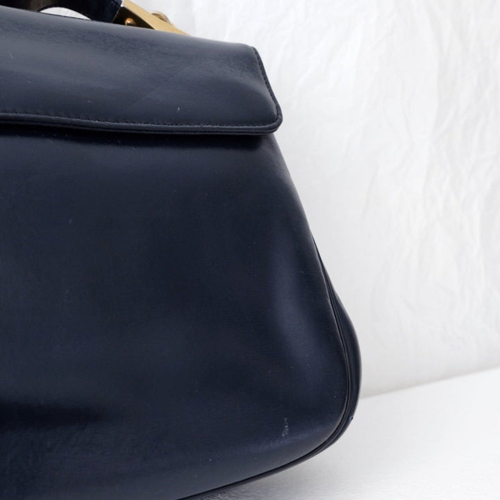Dior trotteur dark navy cream leather jacquard handbag