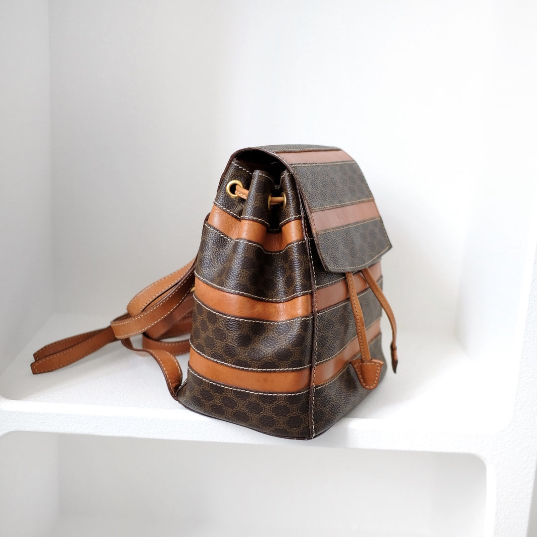 Celine makadam triomphe brown pvc leather backpack
