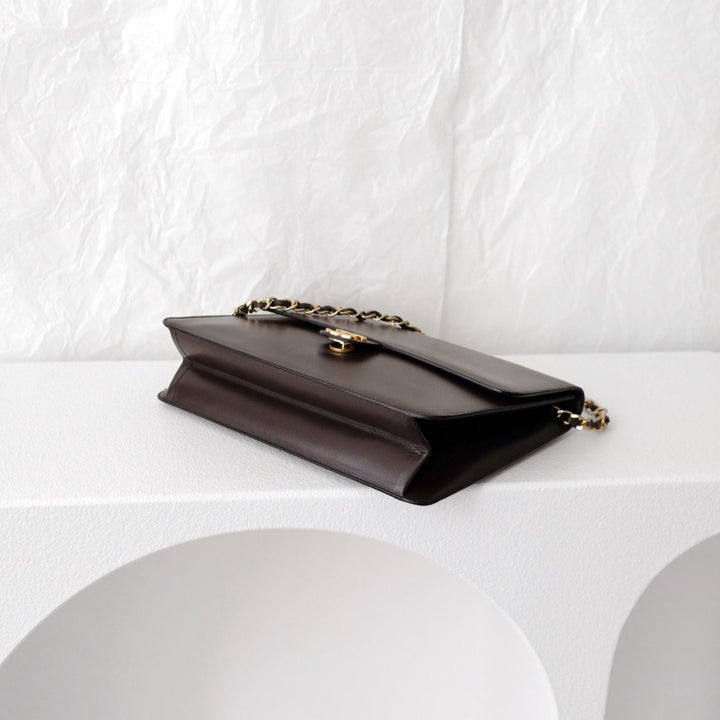 Chanel vintage box leather flap chain bag