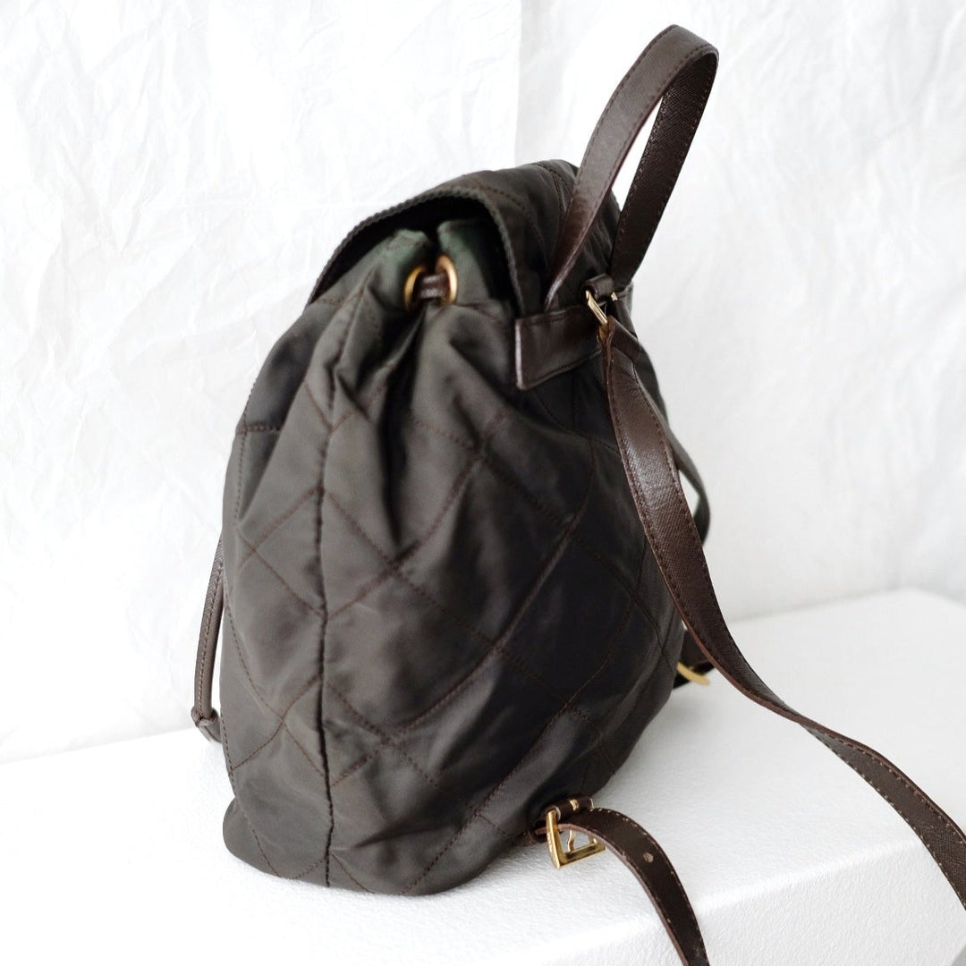Prada matelasse nylon leather backpack