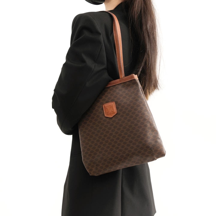 Celine macadam brown pvc leather tote bag