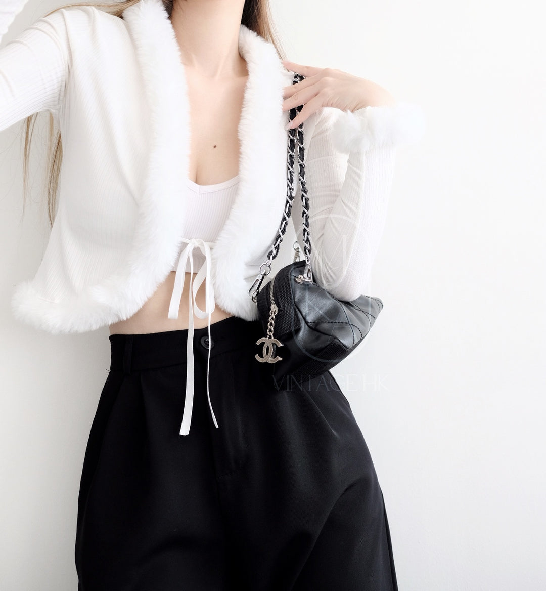 Chanel vintage pvc clutch bag + chain