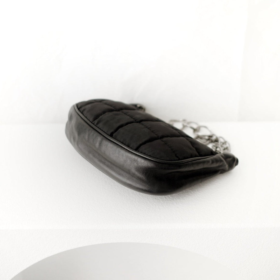 Chanel black chocolate bar nylon pochette