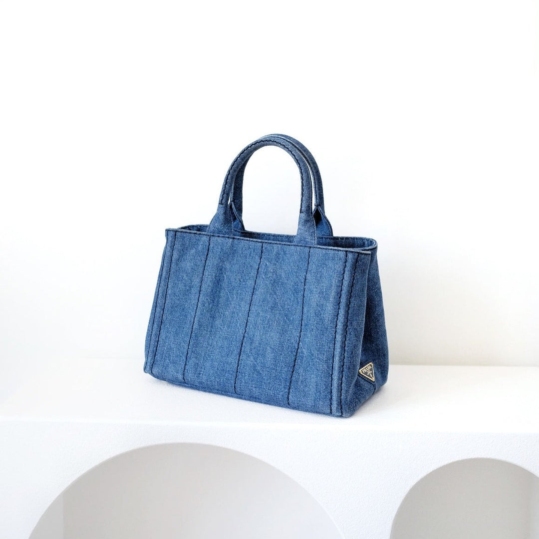 Prada canapa 2way denim shoulder hand bag