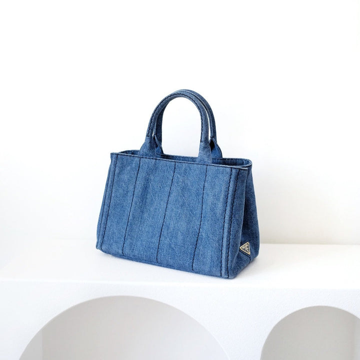 Prada canapa 2way denim shoulder hand bag