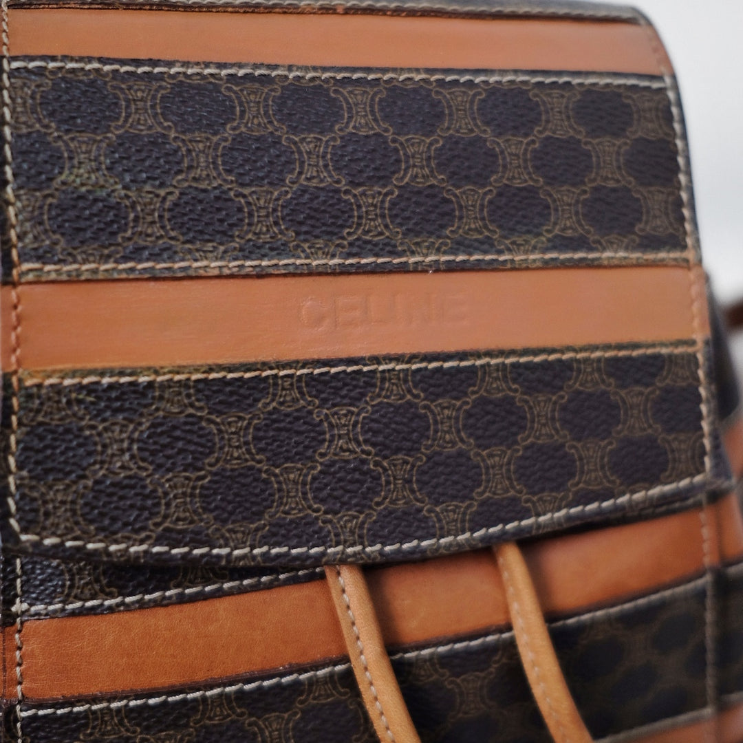 Celine makadam triomphe brown pvc leather backpack