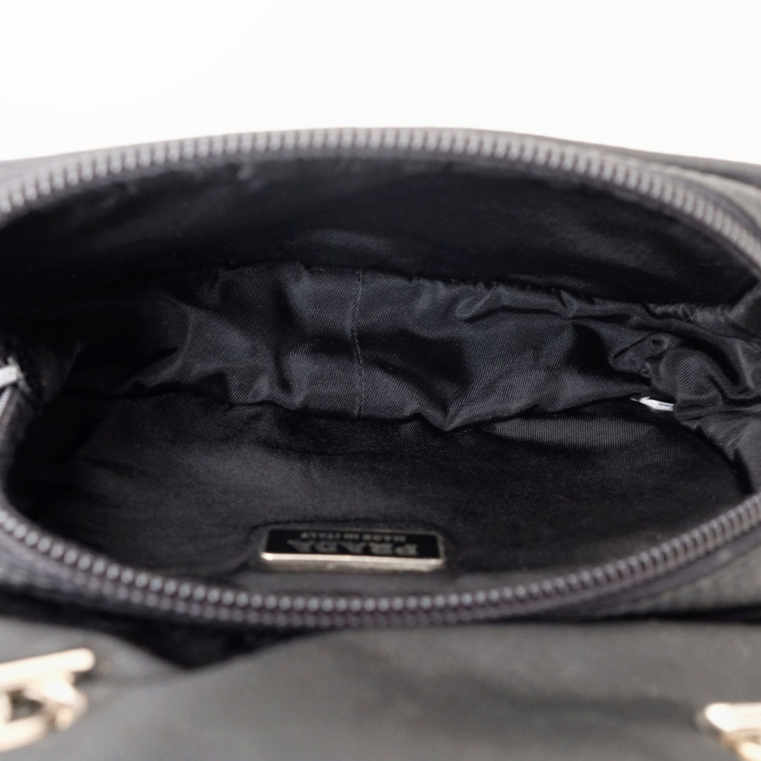 Prada nylon flap clutch+chain
