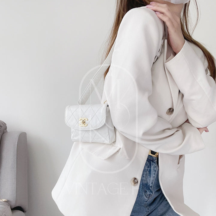 Chanel vintage quilted sheepskin CC belt bag
