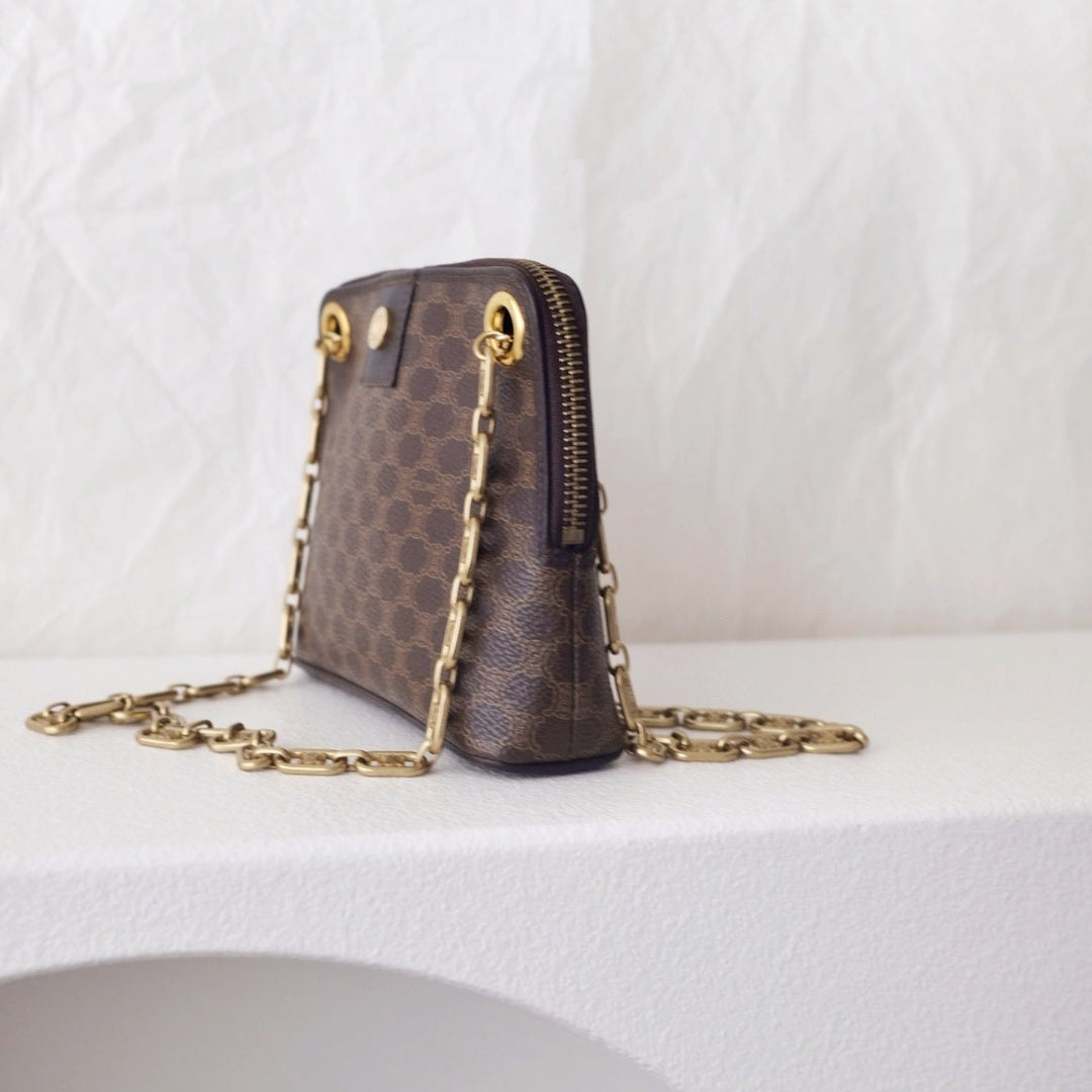 Celine leather clutch+chain
