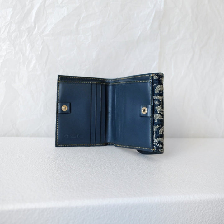 Dior saddle trotter bi-fold wallet navy