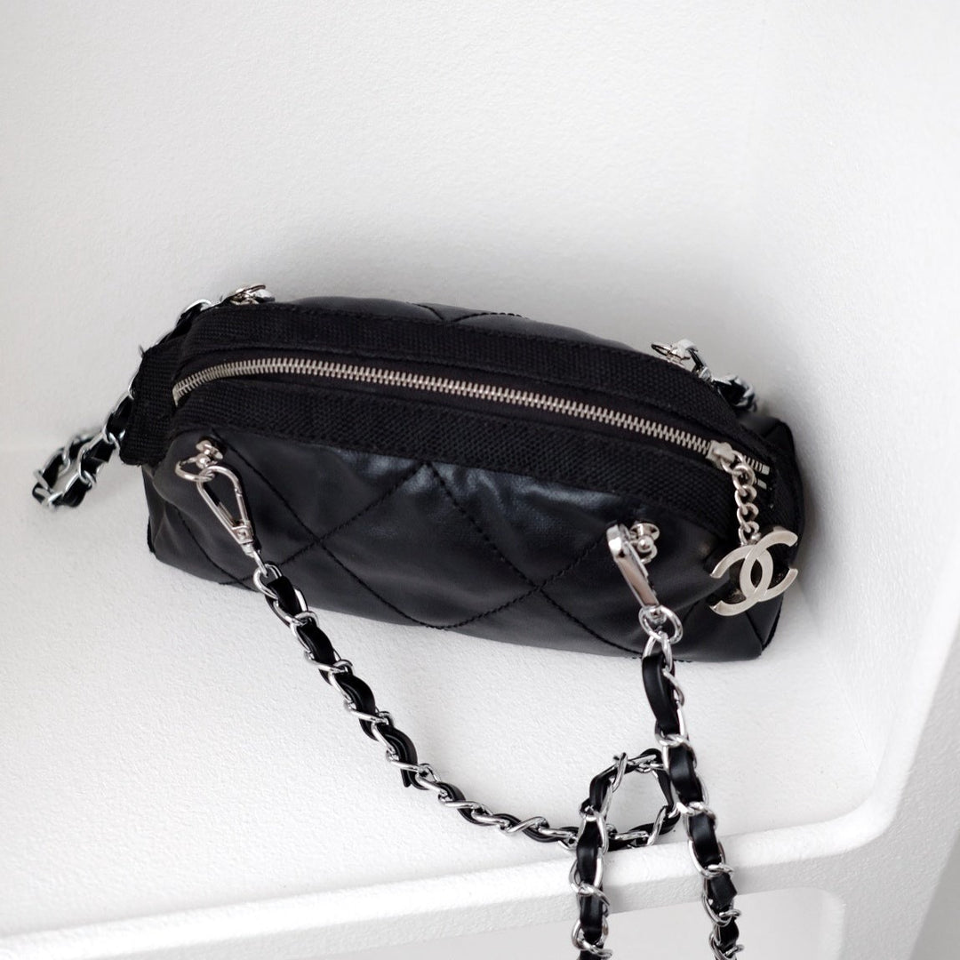 Chanel vintage pvc clutch bag + chain