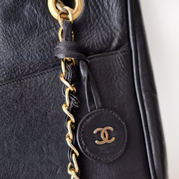 Chanel matelasse quilted black vintage shoulder tote