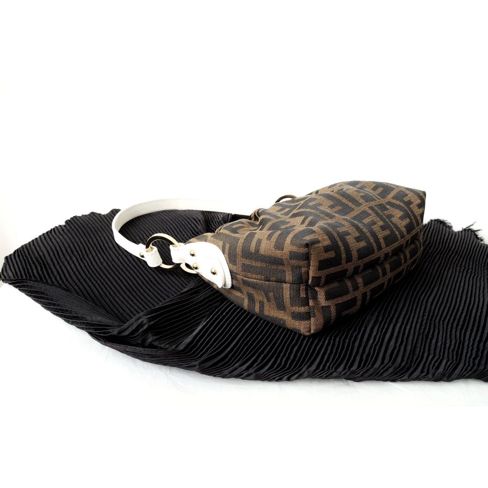 Fendi zucca canvas leather bag