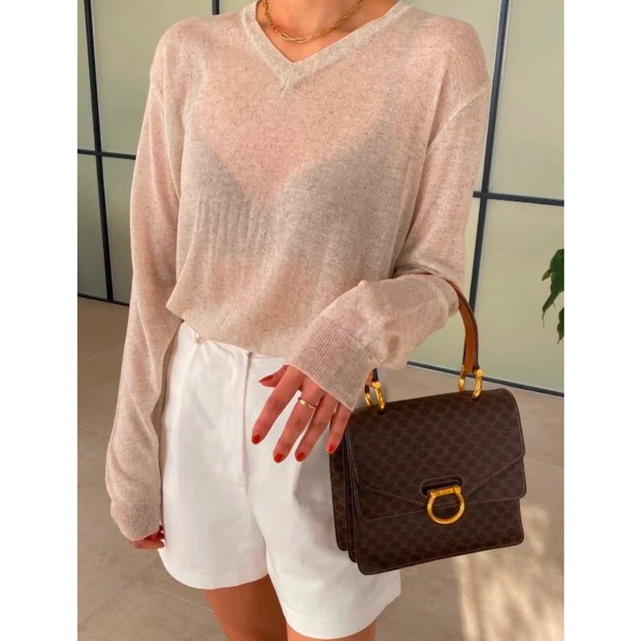 Celine vintage double flap leather handbag