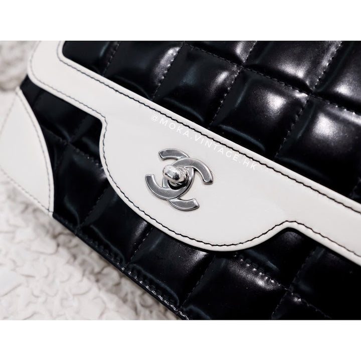 Chanel Patent Leather Splicing sheepskin Square Quilt Flap Bag