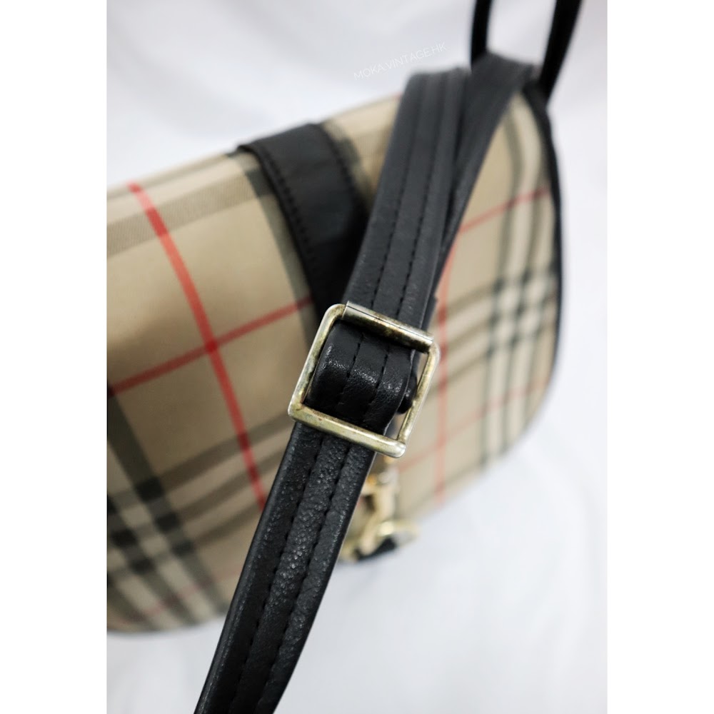 Burberry canvas leather saddle bag
