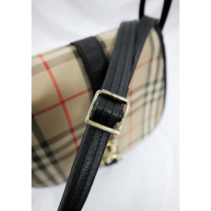 Burberry canvas leather saddle bag