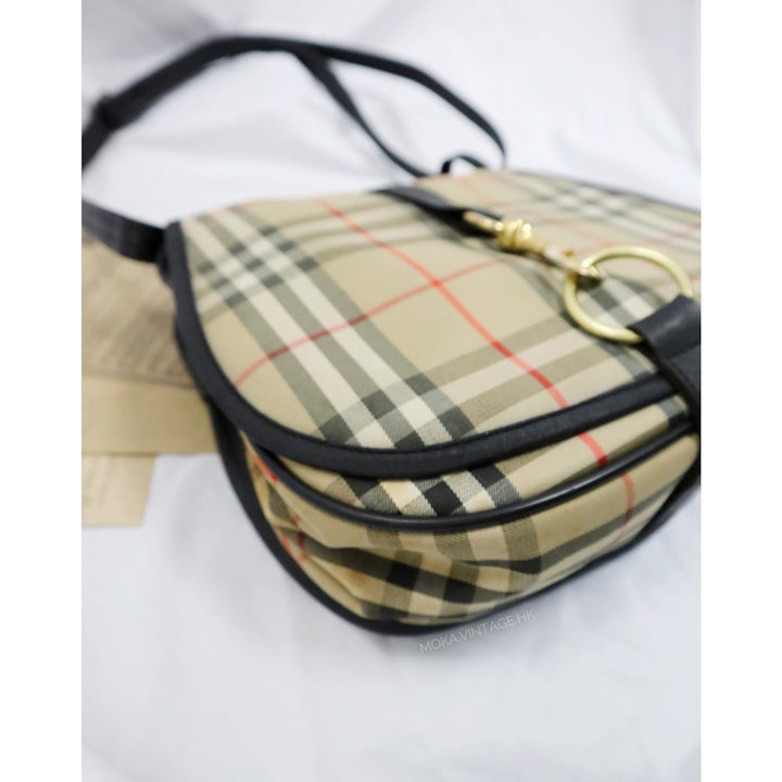 Burberry canvas leather saddle bag