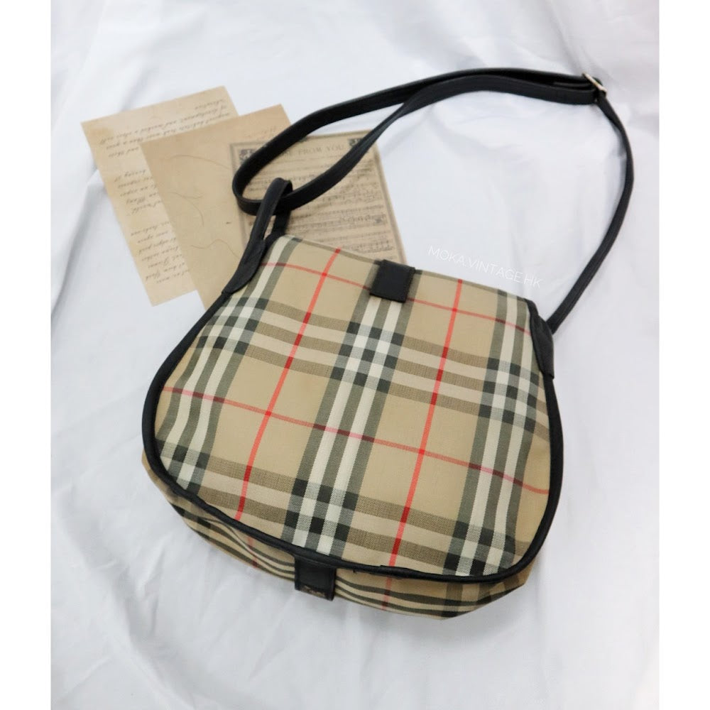 Burberry canvas leather saddle bag