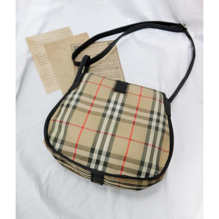 Burberry canvas leather saddle bag