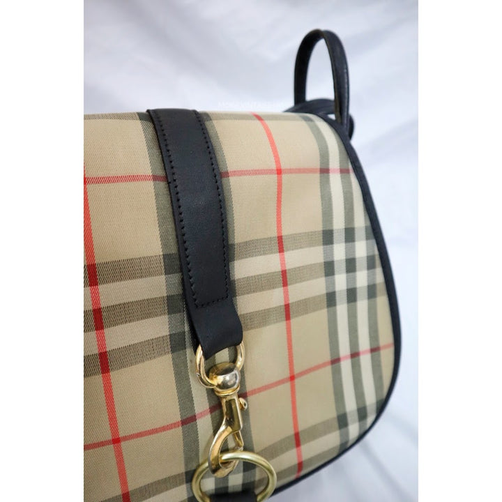Burberry canvas leather saddle bag